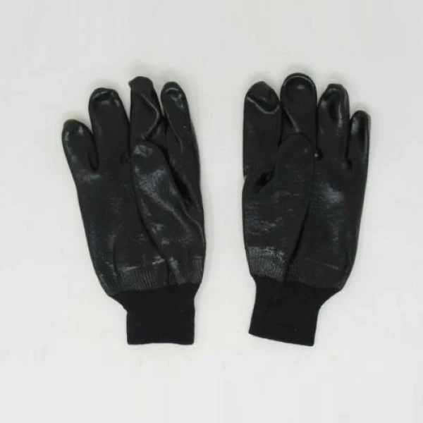 New 12 pair pack size L coated cotton Black PVC coated gloves: Style # US-HCG - Image 3