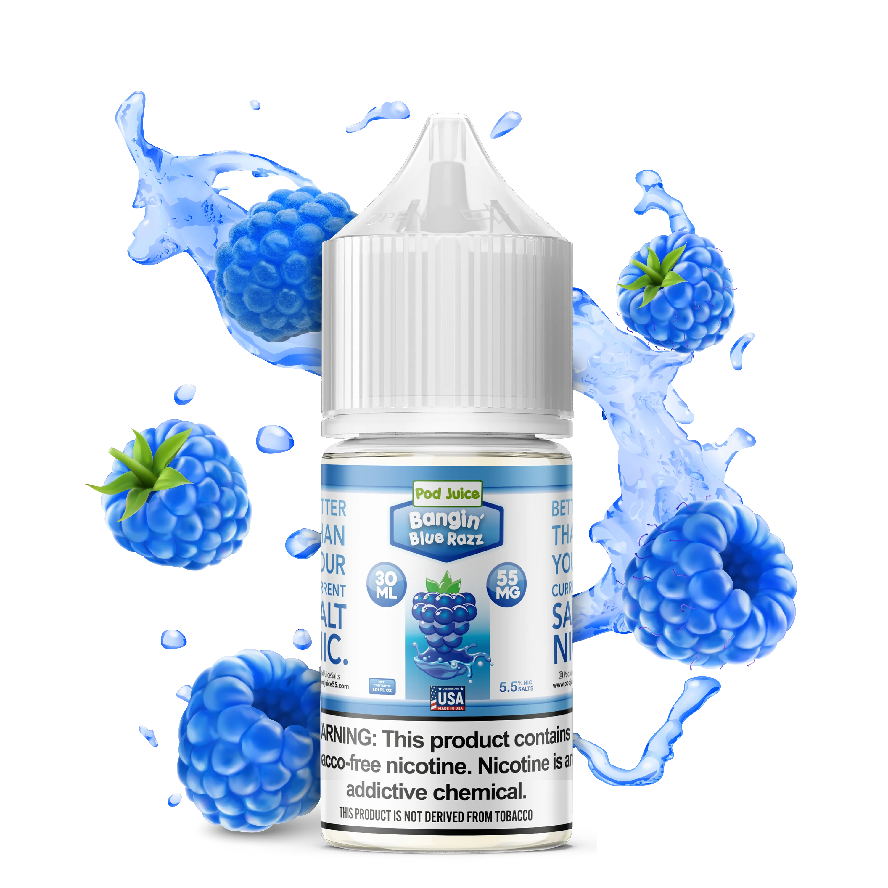 Pod Juice TFN Salt Nic - Bangin' Blue Razz | 30ml