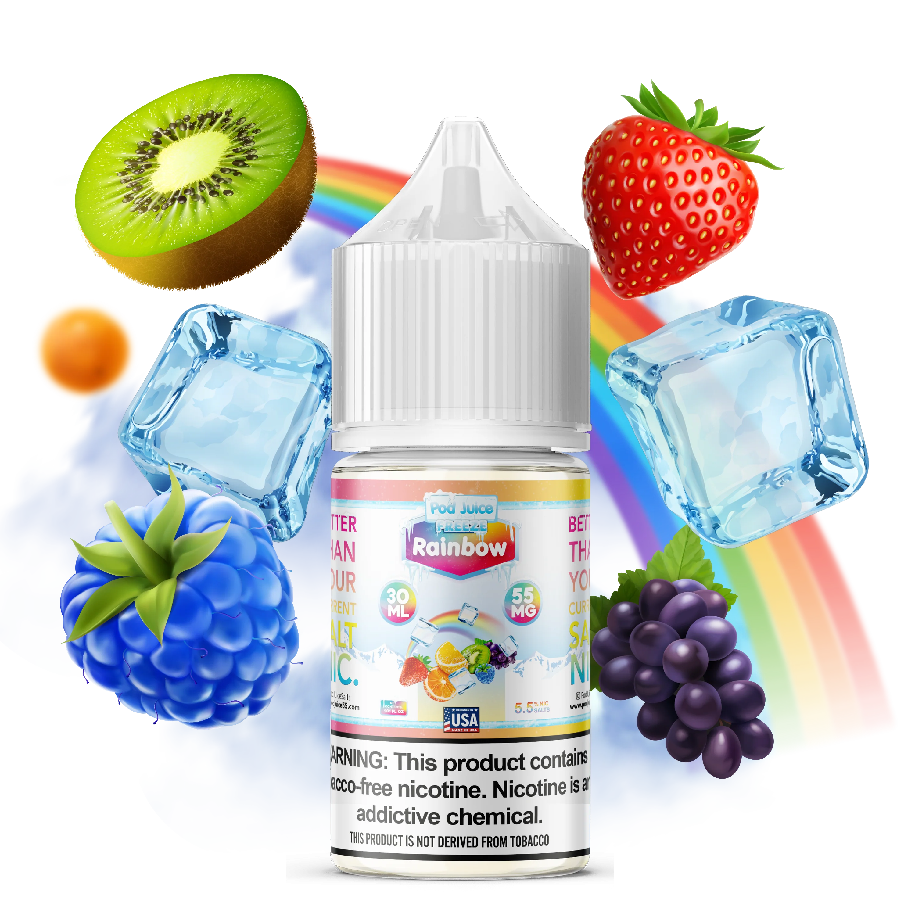 Pod Juice TFN Salt Nic - Rainbow Freeze (30ml)